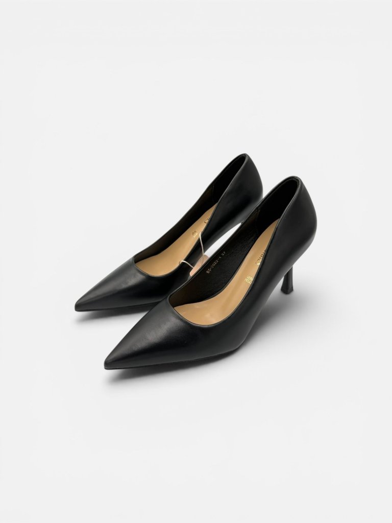  Pantofi Stiletto Negri Toc 7,5 cm din Piele Naturală – Marina Torres